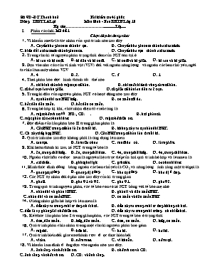 Bộ đề kiểm tra 45 phút môn Sinh học Lớp 10 (Ban KHTN) - Trường THPT Lê Lợi